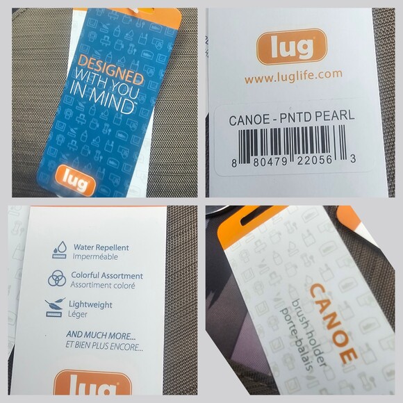 NWT Lug Canoe Cosmetic Pouch Brush Holder Case Zip Painted Pearl Stripe - Picture 7 of 8